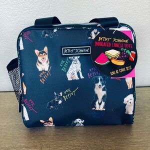 Betsey Johnson Dog Print Zipper Insulated Lunch Cooler Tote Bag